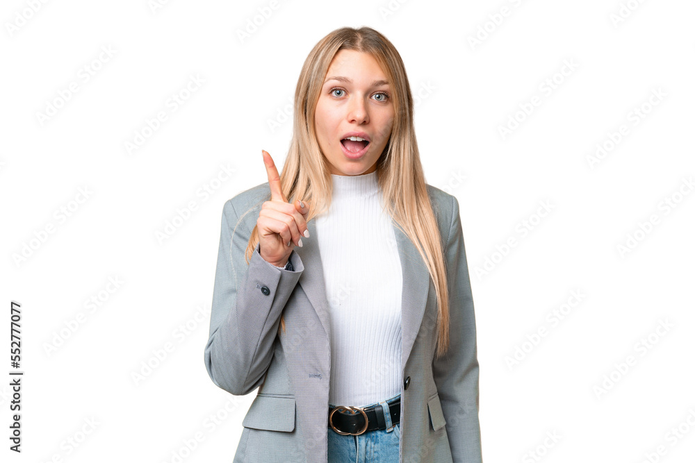 Young pretty blonde woman over isolated chroma key background thinking an idea pointing the finger up Young pretty blonde woman over isolated chroma key background thinking an idea pointing the finger up