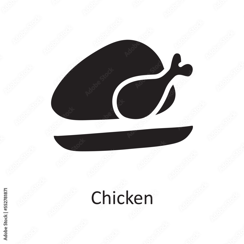 Fototapeta premium Chicken vector Solid Icon Design illustration. Christmas Symbol on White background EPS 10 File