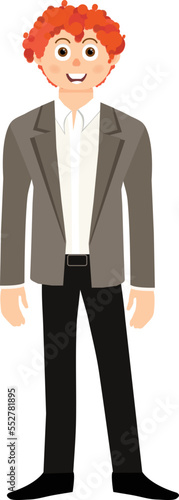 young man on happy face expressions collection. business. casually dressed flat cartoon male. Isolated on white background. coat pent dress up character cartoon. flat vector illustration. cute. smile.