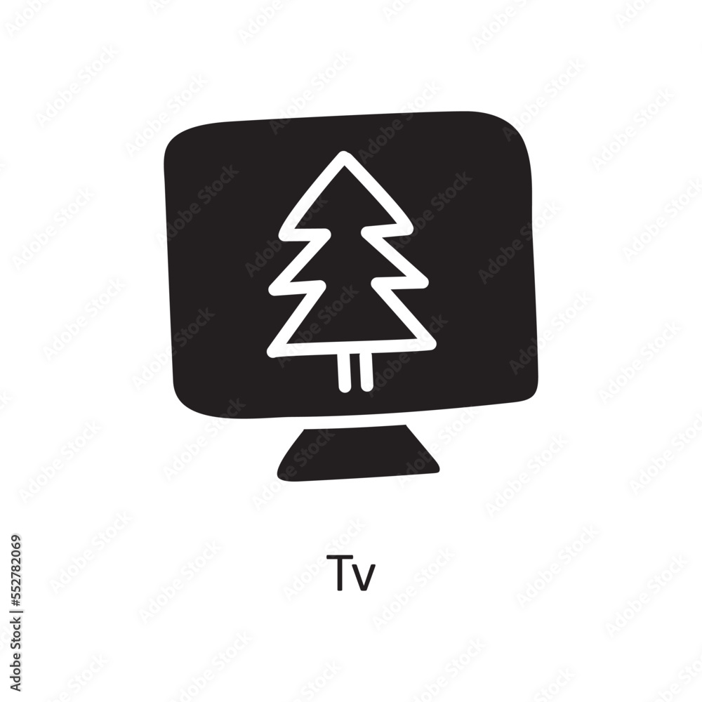 Tv vector Solid Icon Design illustration. Christmas Symbol on White background EPS 10 File Tv vector Solid Icon Design illustration. Christmas Symbol on White background EPS 10 File