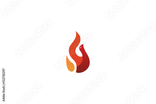 illustration of a fire and bird logo