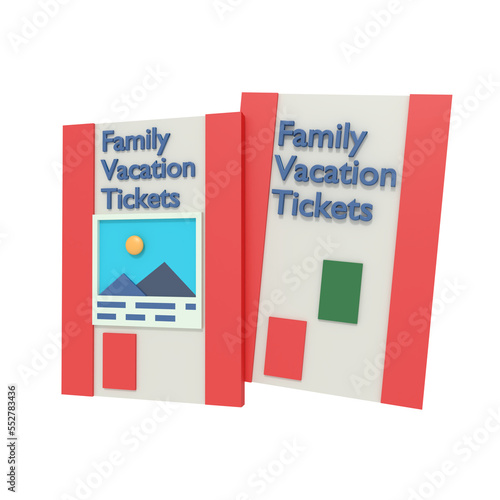3d illustration of Family Vacation Tickets