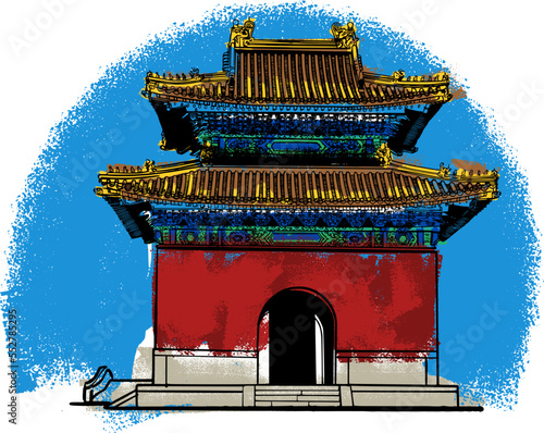 Chinese Ming tomb on the sun day