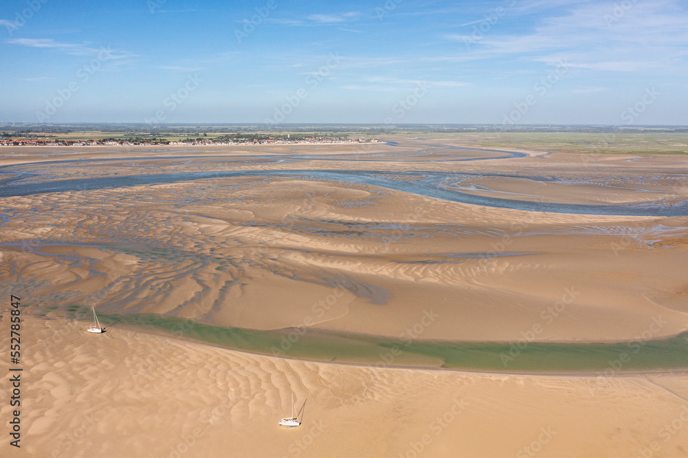 Vue aérienne des bancs de sable en baie de Somme Vue aérienne des bancs de sable en baie de Somme