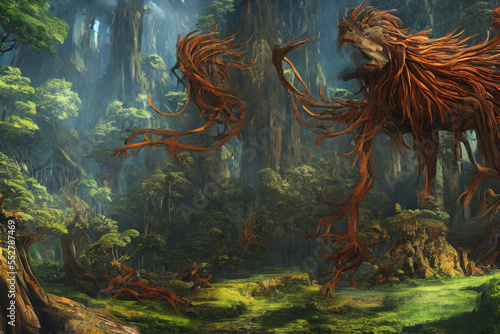 Illustration of dark fantasy forest, generated with AI