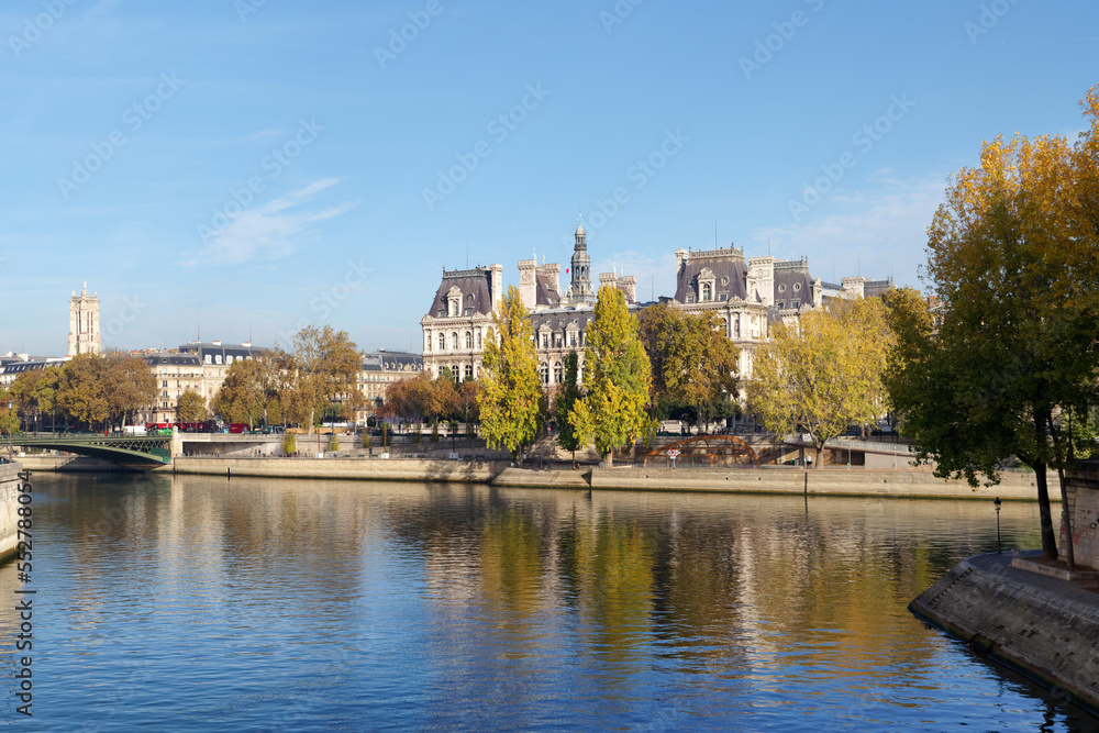 Seine river and City hall of Paris