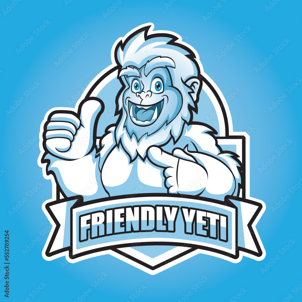 Yeti Mascot Logo Vector Design. Smile Yeti Thumb Up Yeti Mascot Logo Vector Design. Smile Yeti Thumb Up