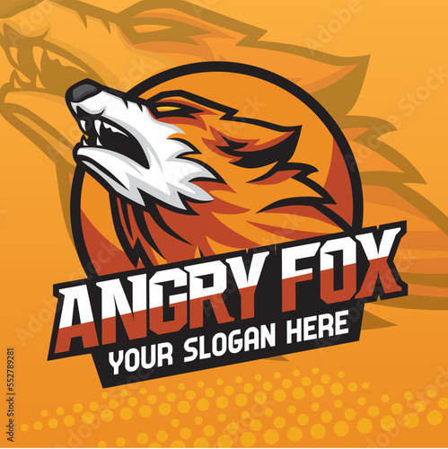 Head Fox Logo Mascot Design. Angry Fox Logo
