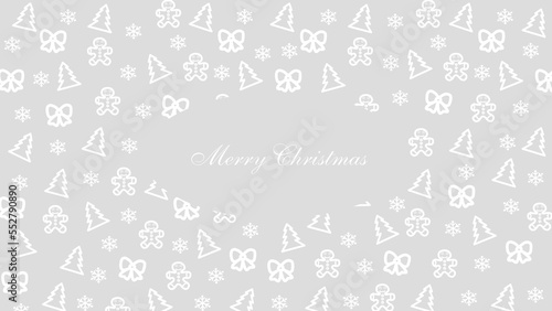 grey Christmas background with White drawings new year's attributes
