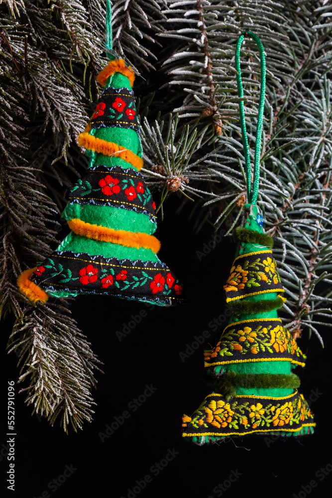 handmade Christmas tree toy, Christmas toy herringbone tree, burlap
