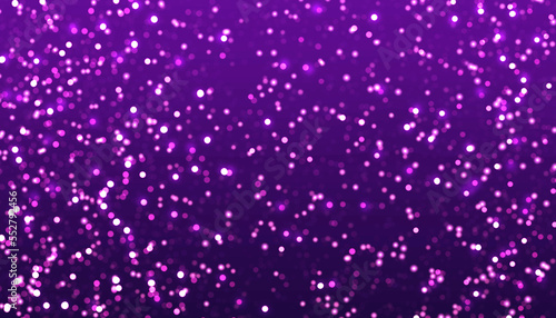 Magical purple gold glitter particles with blurred light as decoration and background © iPood