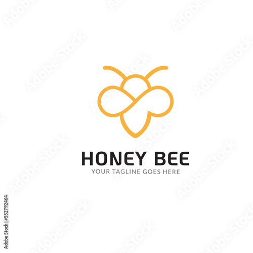 Honey bee icon or logo design. Vector line icon