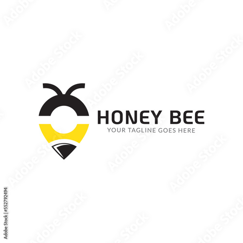 Honey bee icon or logo design. Vector line icon