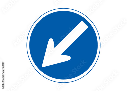 道路標識  指定方向外進行禁止 指示標識のイラスト