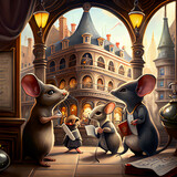 mice in Paris, , France, animal, fable, fantasy, fairy tale, cute, storybook, characters, rodent, rat, meeting, family, friends, reunion