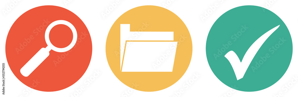 Dateien Suche - Bunter Button Banner mit Ordner, Lupe und Häkchen Dateien Suche - Bunter Button Banner mit Ordner, Lupe und Häkchen