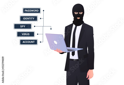 Hacker Concept Illustration with Man Hiding Identity