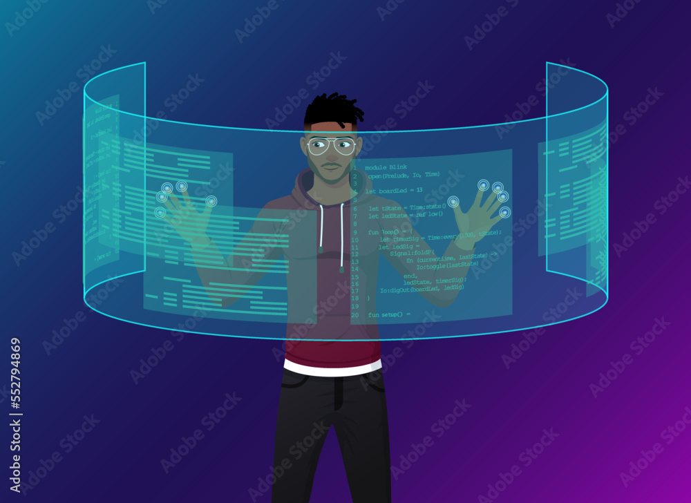 Programmer and Web Developer Using Futuristic Augmented Reality ...