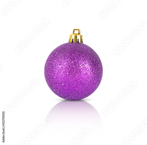 purple christmas ball with sequins isolated on white