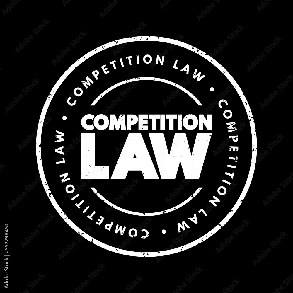Competition Law text stamp, concept background