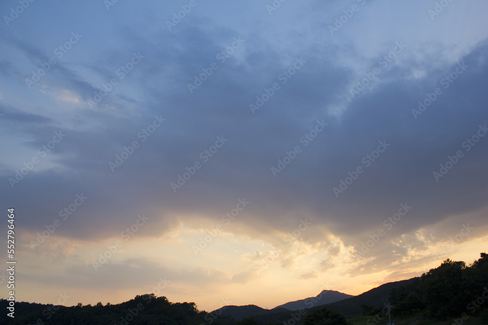 Vanilla sky and evening countryside