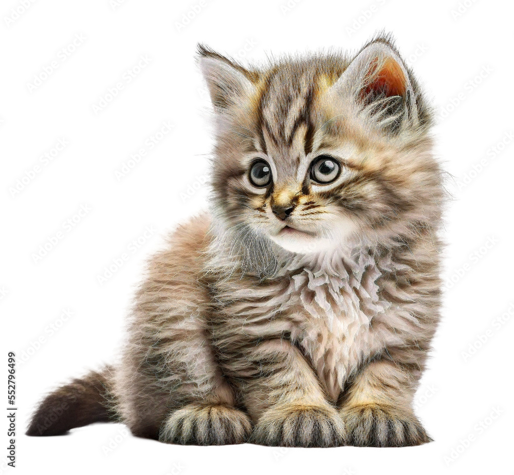 cute adorable kitten isolated on transparant background