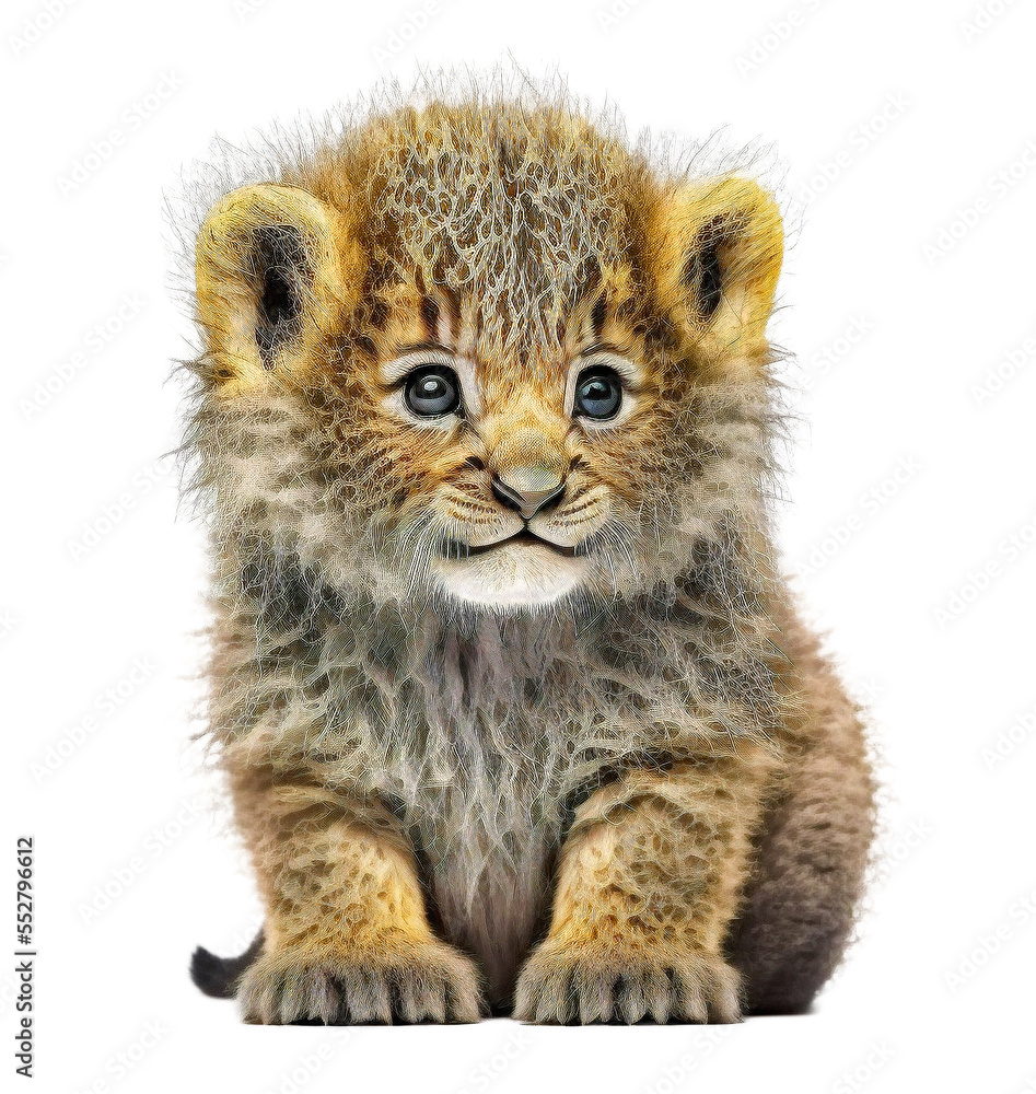 cute adorable lion isolated on transparant background