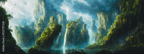 A beautiful waterfall landscape in an exotic location. © 4K_Heaven