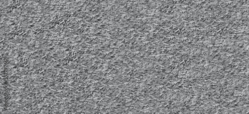 Vector asphalt gray texture. Realistic tar pattern. Road horizontal banner. Ground grainy background. Grey cement structure, top view. Bitumen realistic surface. Stucco outside cover. Plaster paint