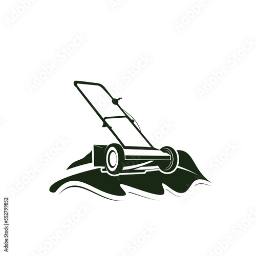 lawn mower and leaf icon