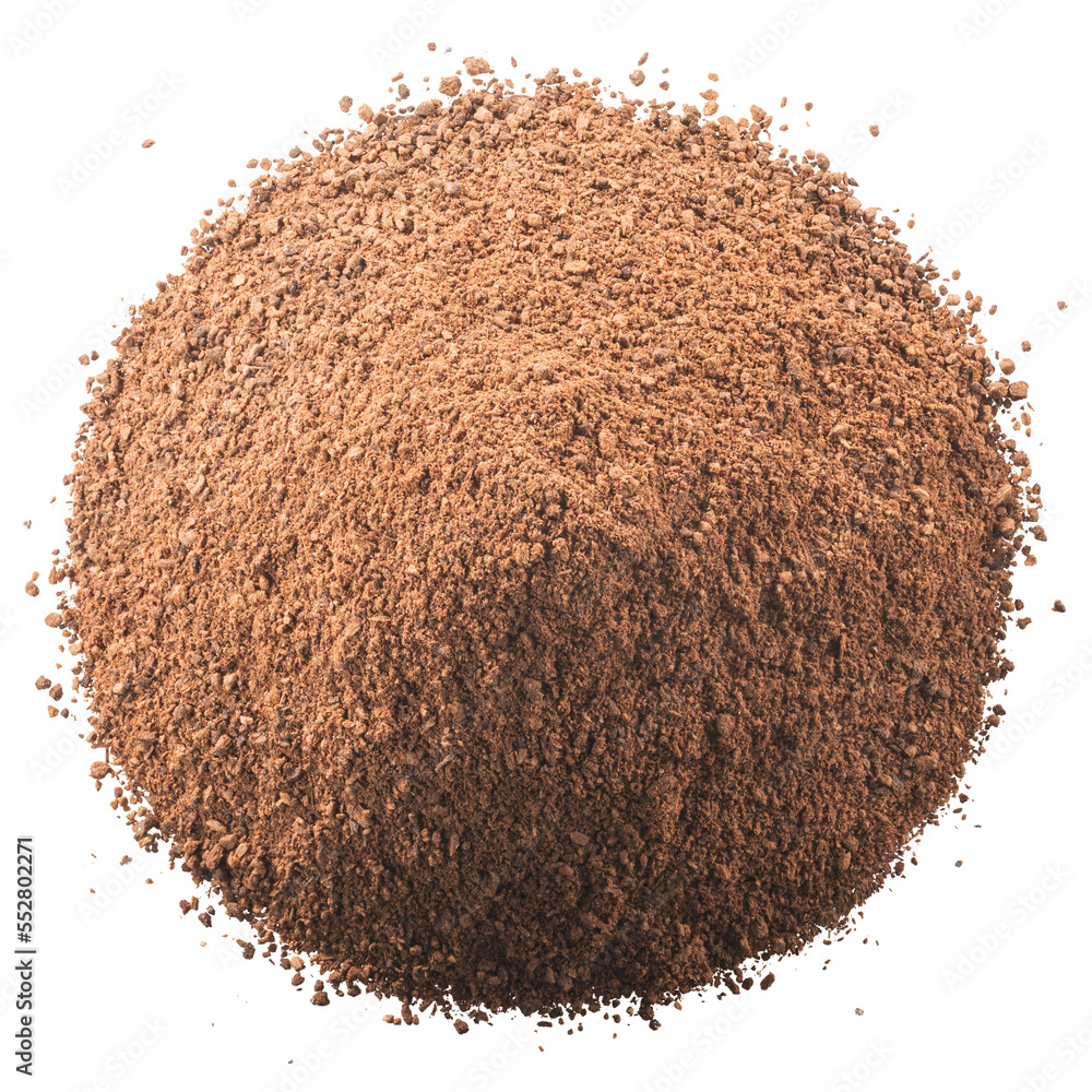 Pile of ground cinnamon powder (Cinnamomum verum bark), isolated, top view png Pile of ground cinnamon powder (Cinnamomum verum bark), isolated, top view png