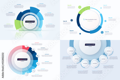 Six option circle infographic design templates. Vector illustration