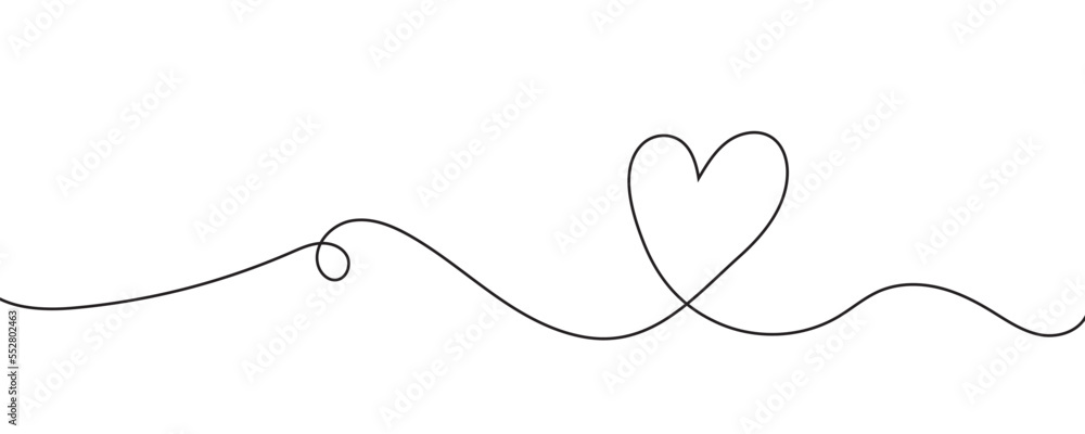 Line art continuous heart icon isolated on white background. Love outline symbol. Vector illustration Line art continuous heart icon isolated on white background. Love outline symbol. Vector illustration