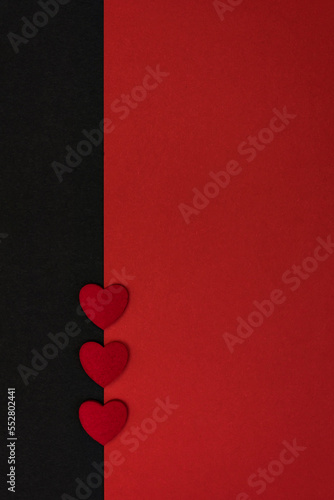 Obraz na płótnie Simple black and red background for greeting with hearts, for Valentine's day or wedding w salonie