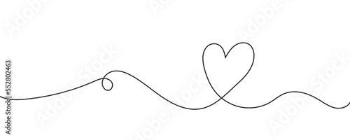 Line art continuous heart icon isolated on white background. Love outline symbol. Vector illustration