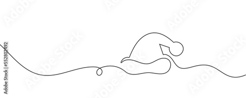 Christmas hat one line drawing. Vector illustration