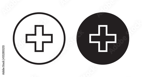 Medical cross icon vector in line style