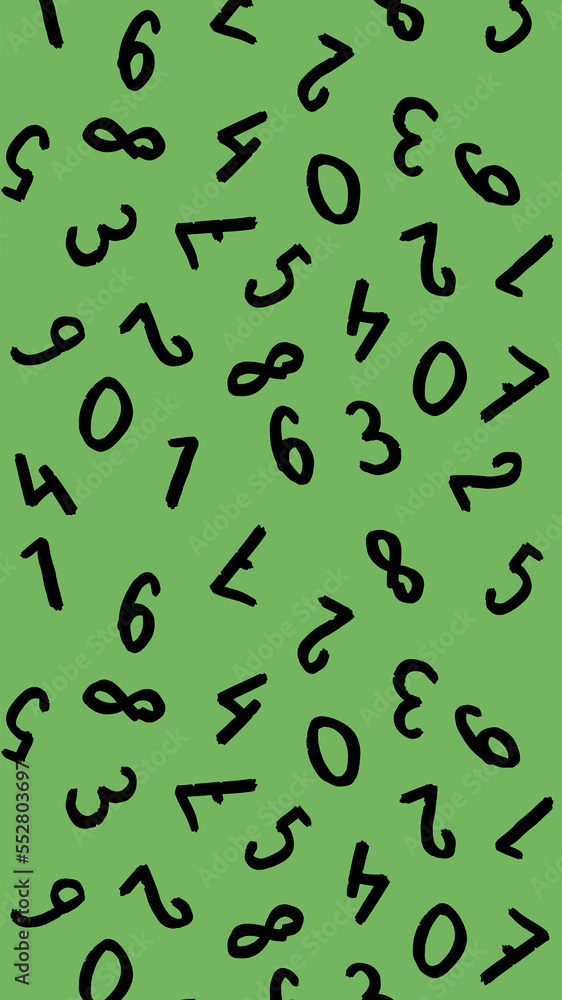 template with the image of keyboard symbols. a set of numbers. Surface template. yellow green background. Vertical image.