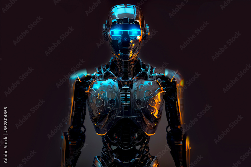 Fototapeta premium Robots. Futuristic interpretation Future 2025. Illustration for advertising, cartoons, games, print media.Illustration for advertising, cartoons, games, print media. My collection.