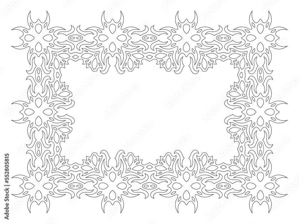 Line art for coloring book with vintage frame