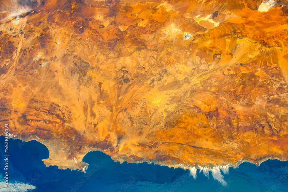 The coast of Chile. Digital Enhancement. Elements by NASA