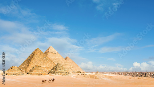 The Pyramids of Khafre and Khufu, Giza Necropolis (Unesco World Heritage List, 1979), Egypt. Egyptian civilisation, Old Kingdom, Dynasty IV.	