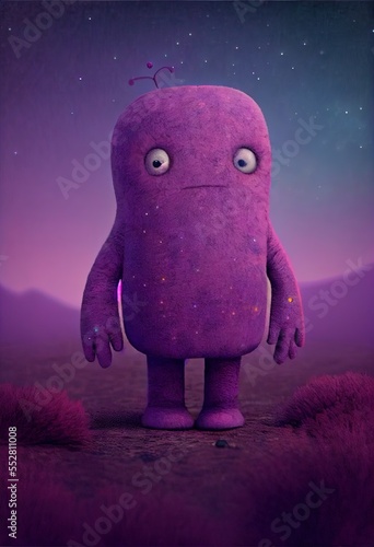 Stuffed plush purple alien
