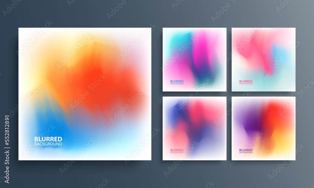 Set of blurred backgrounds with vibrant color gradients. Bright color graphic templates collection for your graphic design. Vector illustration.