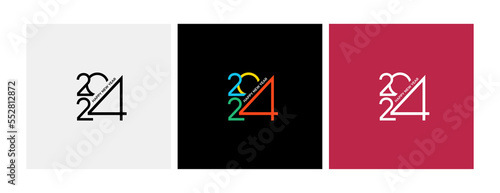 Set of 2024 Happy New Year logo text design. 2024 number design template. Design typography logo 2024 for celebration and season decoration, banner. Modern design. Christmas vector illustration.