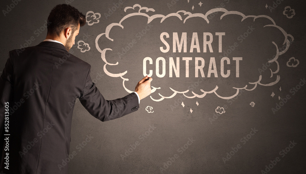 businessman drawing a cloud with inscription businessman drawing a cloud with inscription