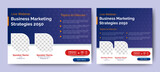 Marketing Strategies live webinar banner invitation and social media post template. Business webinar invitation design. Vector