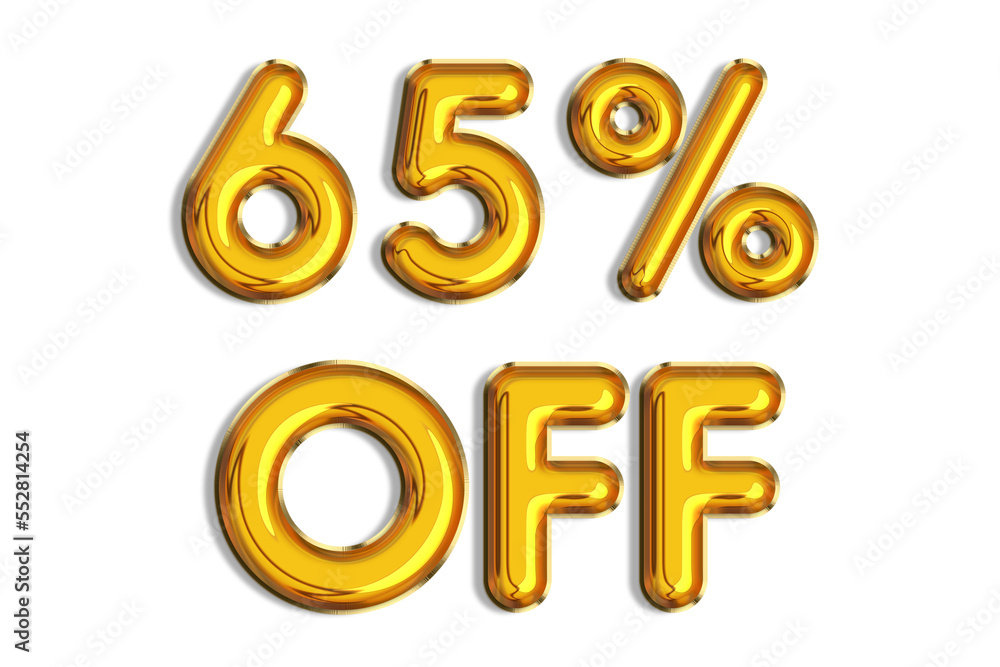 65% off discount promotion sale made of realistic 3d gold helium balloons. Illustration of golden percent symbol for selling poster, banner, ads, shopping concept. Numbers isolated on white background 65% off discount promotion sale made of realistic 3d gold helium balloons. Illustration of golden percent symbol for selling poster, banner, ads, shopping concept. Numbers isolated on white background