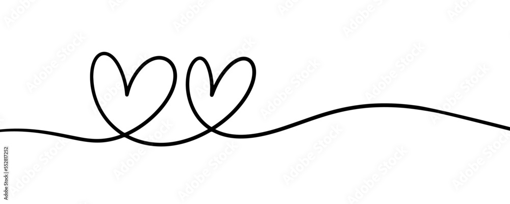 Line art two love shape banner background design vector. Line art two love shape banner background design vector.
