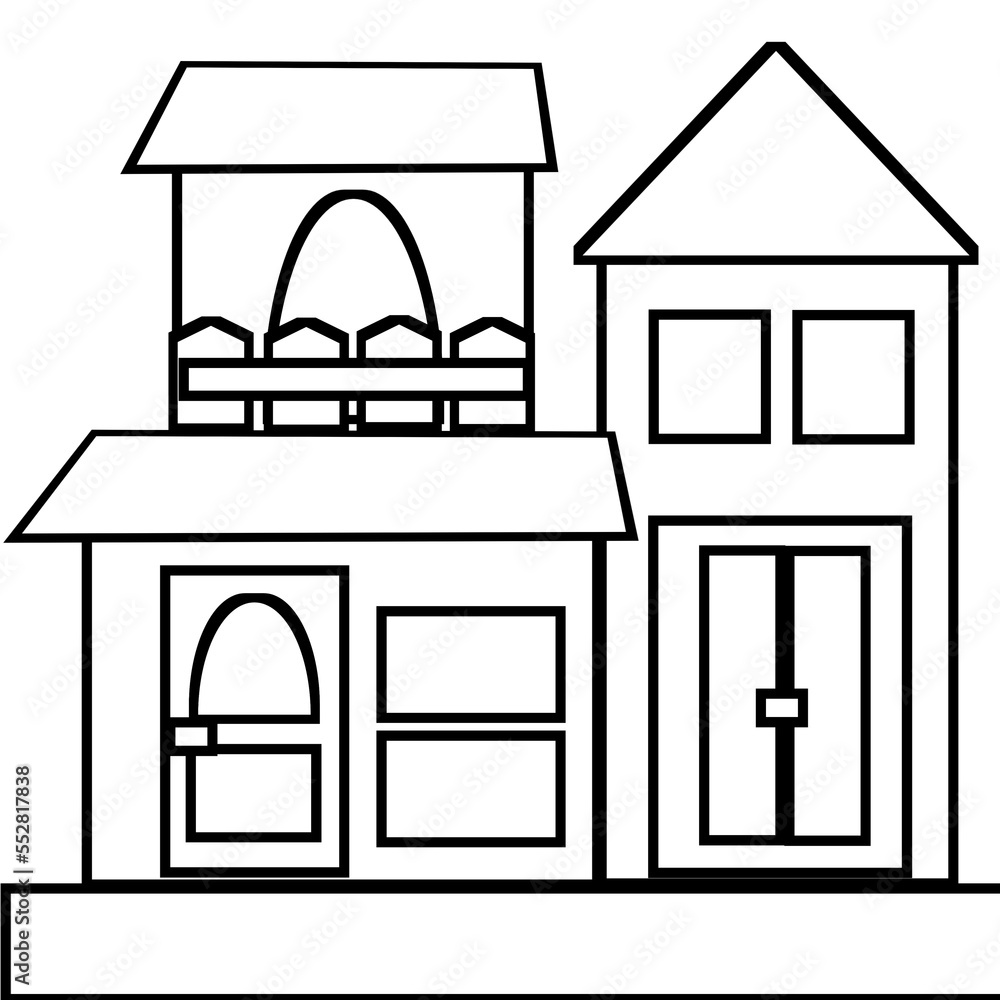 Coloring page house made of shapes Coloring page house made of shapes